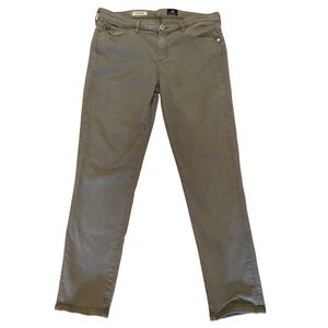 AG Adriano Goldschmied Stevie Ankle Slim Straight Leg Olive Green Jeans Size 32R